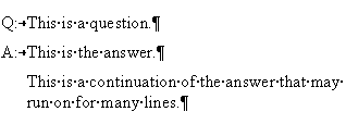 Example of Question, Answer, and Answer Continue styles