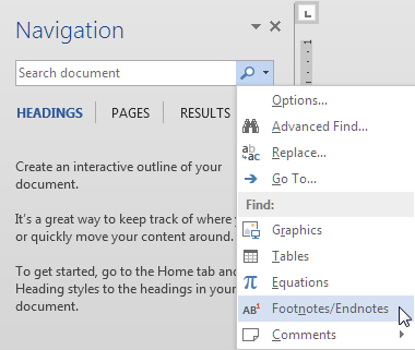 Navigation pane showing Find objects