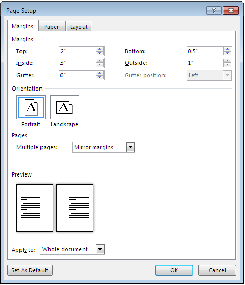 can you do different margins on different pages in word